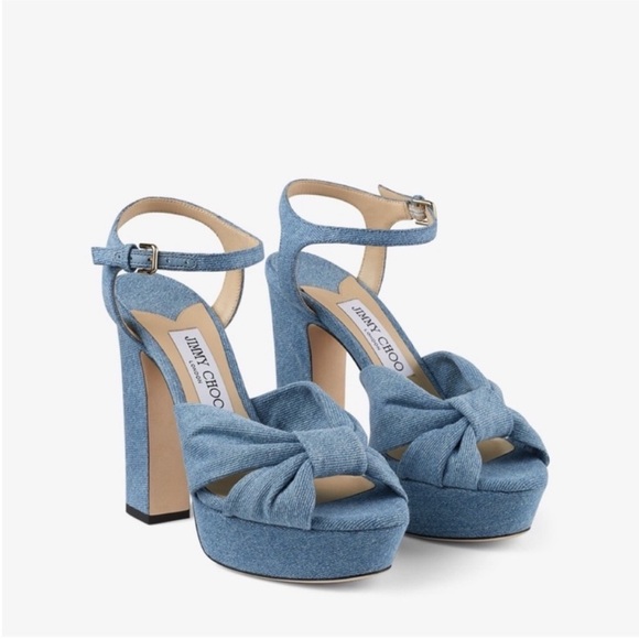 Jimmy Choo Shoes - New JIMMY CHOO Heloise 120 Knotted Denim Platform Sandals $995 37